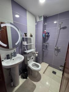 a bathroom with a toilet and a sink and a shower at Home louah in Fez +21 photos