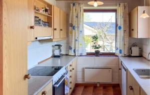 a small kitchen with a sink and a window at Stunning Home In Hundested With Wifi in Hundested