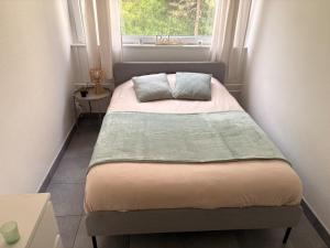 a small bed in a small room with a window at Douce escale lumineuse à Nancy in Nancy +12 photos