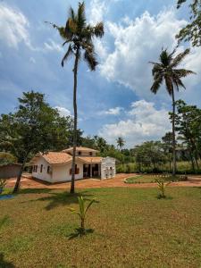 a house with a palm tree in front of it at The Surveyor's Bungalow in Udugampola