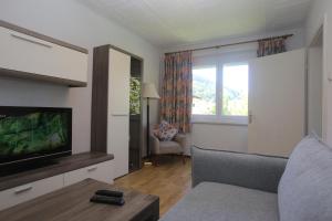 a living room with a couch and a tv at Ferienwohnungen Struggl in Ossiach