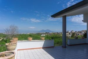 a balcony with potted plants and a view of a city at B&B InVilla in Naples
