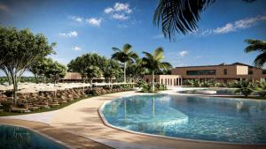 a swimming pool with chairs and a resort at Delta Open Air Resort in Porto Garibaldi
