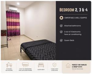 a poster of a bedroom with a bed in a room at Homestay Medina Sendayan in Kampong Baharu Jimah