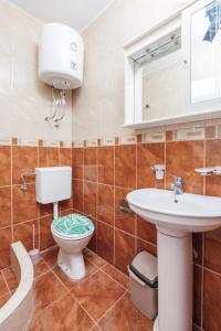 a bathroom with a toilet and a sink at Apartments Giardino Mediterraneo in Petrovac na Moru +76 photos