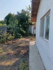 a side of a house with a window and a yard at Căsuța de vacanță in Eforie Sud