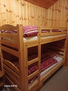 a couple of bunk beds in a cabin at Le balcon de Mâche in Hérémence