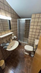 a bathroom with a toilet and a sink at Pyhrn Alps Inn "24h Self-Check-in-Hotel" in Spital am Pyhrn