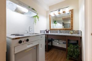 a bathroom with a sink and a mirror at Sacramento Inn & Suites Cal Expo I-80 in Sacramento