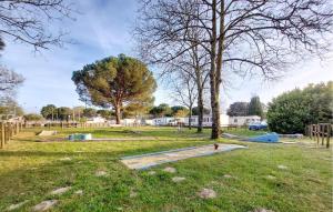 a park with a skateboard ramp in the grass at Lovely Stacaravan In La Tremblade in La Tremblade