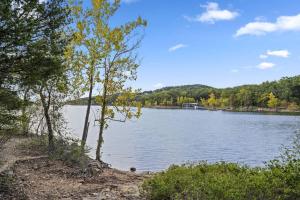 a view of a lake with trees on the shore at Lantern Bay Retreat in Branson