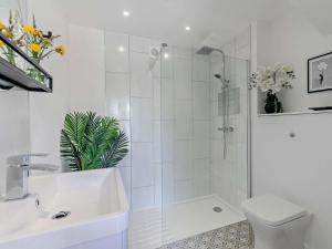 a bathroom with a shower and a toilet and a sink at 1 Bed in Redruth oc-92281 in Redruth +10 photos