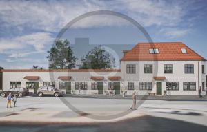 a rendering of a building with people walking in front of it at Lovely Apartment In Ribe With Wifi in Ribe