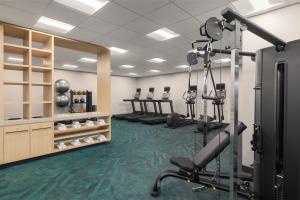 a gym with several treadmills and treadleys at TownePlace Suites by Marriott Hickory in Hickory