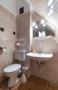 a bathroom with a toilet and a sink at Gasthof Laci Betyár in Hajdúszoboszló