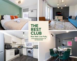 a collage of photos of a bedroom and a living room at Spacious 3BR Durham Home Contractor Friendly in Durham