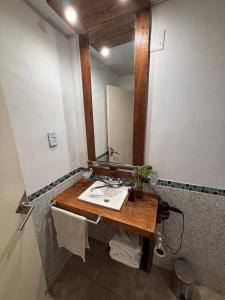 a bathroom with a sink and a mirror at monoambiente huellas2 in La Rioja +7 photos