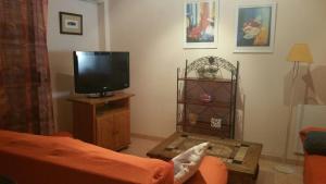 a living room with a tv and a couch at Apartamento Rosaleda in Denia