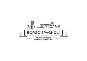 una etiqueta con el horizonte de la ciudad de bologna spain en Agriturismo Borgo Spagnoli, en Magione