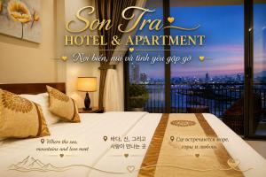 a hotel room with a bed and a window at Son Tra Green Hotel & Apartment - near the My Khe beach, Son Tra Peninsula, Linh Ung Pagoda in Danang
