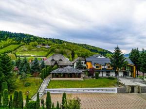 an aerial view of a house with a mountain at Casa Elena - Resort & SPA in Voronet