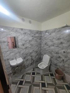 a bathroom with a toilet and a sink at Richard's Homestay -Classy AC Rooms in Thiruvalla