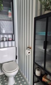 a bathroom with a toilet and a shower at Villa Sévigné in Nantes