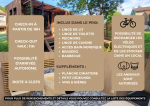 a bunch of signs in front of a building at La Casa du Vau - Tiny House in Bussy-le-Grand