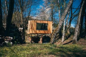 a tree house in the middle of a forest at Rokle Tiny house Plandry in Plandry
