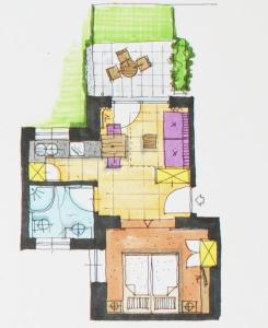a drawing of a floor plan of a house at Haus Steissbach in Sankt Anton am Arlberg