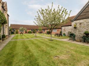 a garden with a tree and a building at Oak Tree in Weston-super-Mare