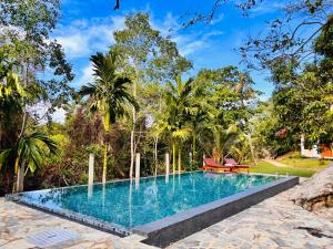 an infinity pool in a villa with trees at Stone Garden in Dickwella