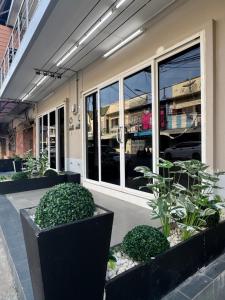 a building with plants in front of a window at Cozy Clover house in Hat Yai