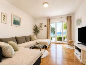 a living room with a couch and a tv at New! Apartment Complex "S" in Čelina