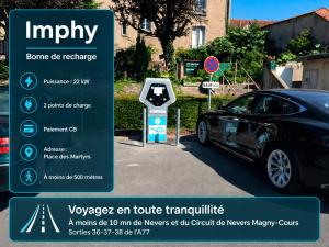 a car is parked next to a parking meter at S17 Parking Wifi 2 chambres, 4 personnes Réduc à la semaine ou mois in Imphy