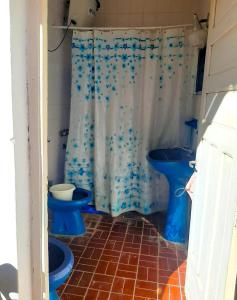 a bathroom with two toilets and a shower curtain at Vecchia Casa en el centro in General Villegas +5 photos