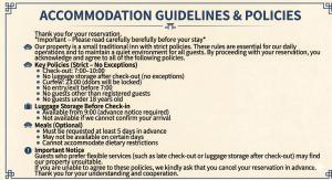 a document with the words incarceration guidelines and policies at Yadoya Kikokuso in Kyoto