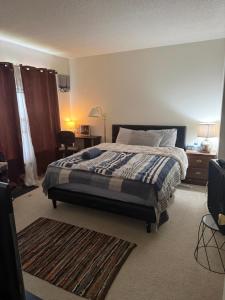 a bedroom with a bed and a desk at Wonderful room in great neighborhood near Downtown in Richmond