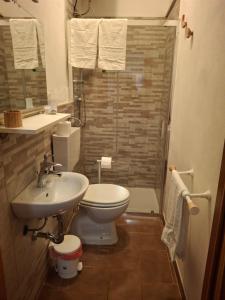 a bathroom with a toilet and a sink and a shower at Casa Framida in Cecina +12 photos