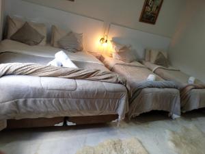 two beds sitting next to each other in a room at Pousada Casa Terra de Pinheiros in Santo Antônio do Pinhal