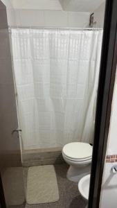 a bathroom with a toilet and a shower at Hostel All inclusive in Zárate