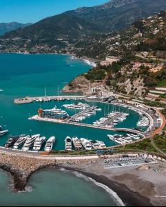 an aerial view of a marina with boats at Casa Marysol in Ventimiglia