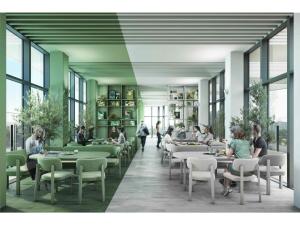 a rendering of a restaurant with people sitting at tables at toggle hotel suidobashi - Vacation STAY 13415v in Tokyo