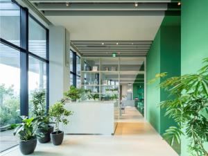 an office with green walls and potted plants at toggle hotel suidobashi - Vacation STAY 13415v in Tokyo +15 photos