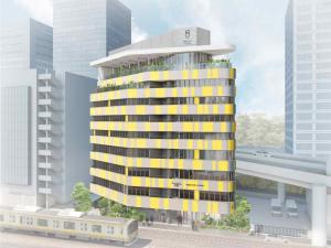 a rendering of a tall building with yellow accents at toggle hotel suidobashi - Vacation STAY 18195v in Tokyo +14 photos