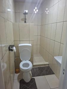 a bathroom with a toilet and a sink at Zara Appartement in Paramaribo +6 photos