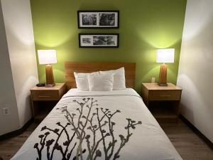 a hotel room with a bed with two lamps on both sides at Sleep Inn Hardeeville - I-95 in Hardeeville +12 photos