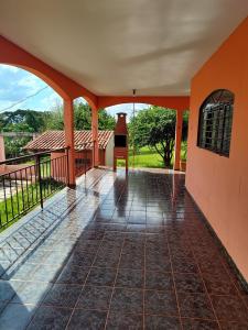 an empty porch of a house with a view at Area de Lazer Rural in Ribeirão Preto