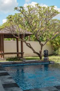 a swimming pool with a tree and a gazebo at Gunung Agung Timur in Amed