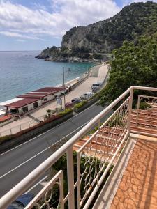 a view of a road with a beach and the ocean at Verdazzurra in Bergeggi